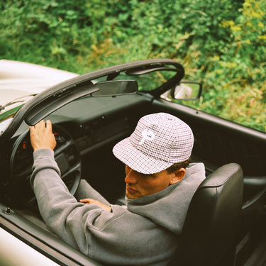 House Cap - Black & White Houndstooth