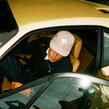 House Cap - Brown & White Houndstooth