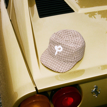 House Cap - Brown & White Houndstooth